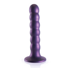 Shots Ouch! Beaded Silicone 5 in. G-Spot Dildo Metallic Purple - Realistic Dildo