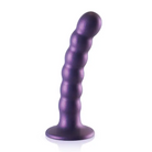 Shots Ouch! Beaded Silicone 5 in. G-Spot Dildo Metallic Purple - Realistic Dildo