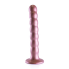 Shots Ouch! Beaded Silicone 6.5 in. G-Spot Dildo Rose Gold - Realistic Dildo