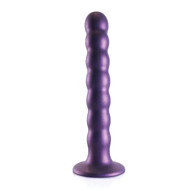 Shots Ouch! Beaded Silicone 6.5 in. G-Spot Dildo Rose Gold - Realistic Dildo