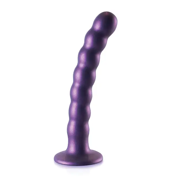 Shots Ouch! Beaded Silicone 6.5 in. G-Spot Dildo Rose Gold - Realistic Dildo