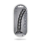 Shots Ouch! Beaded Silicone 8 in. G-Spot Dildo Gunmetal - Realistic Dildo