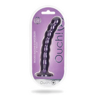 Shots Ouch! Beaded Silicone 8 in. G-Spot Dildo Rose Gold - Metallic Purple - Realistic Dildo