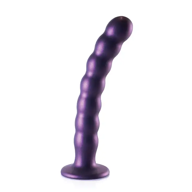 Shots Ouch! Beaded Silicone 8 in. G-Spot Dildo Rose Gold - Realistic Dildo