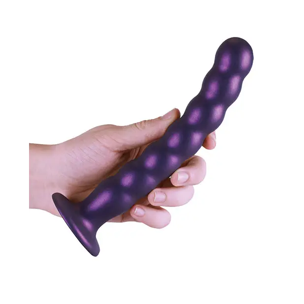 Shots Ouch! Beaded Silicone 8 in. G-Spot Dildo Rose Gold - Realistic Dildo