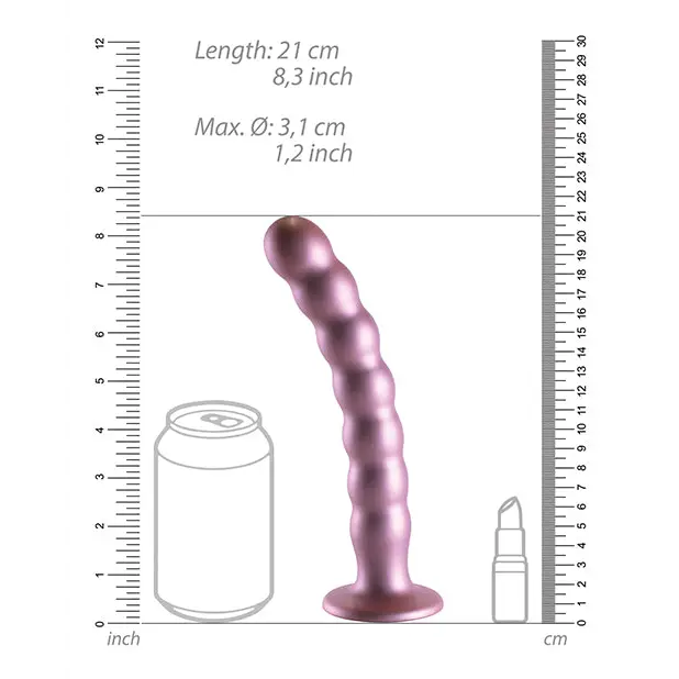 Shots Ouch! Beaded Silicone 8 in. G-Spot Dildo Rose Gold - Realistic Dildo