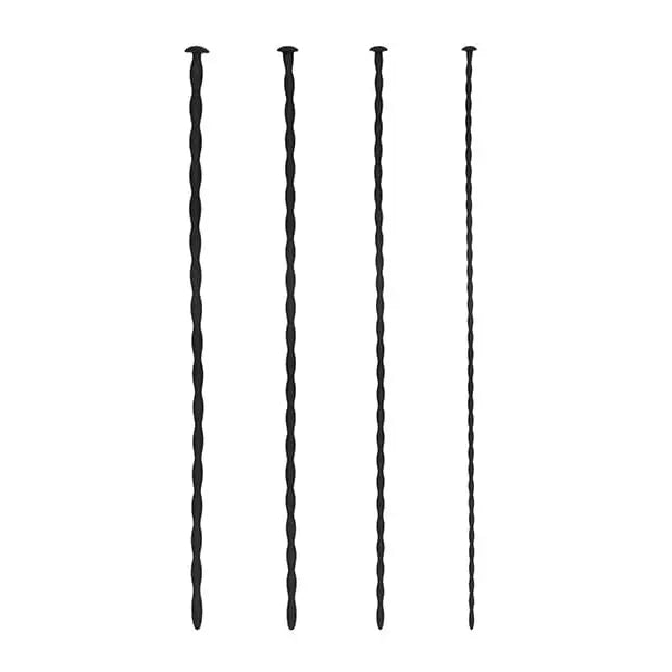 Shots America Bondage Blindfolds & Restraints Shots Ouch Beginner Urethral Sounding Silicone Spiral Screw Plug Set - Black at the Haus of Shag