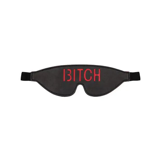 Shots Ouch Bitch Blindfold - Black: Sleep mask with ’BITCH’ in red text on the front