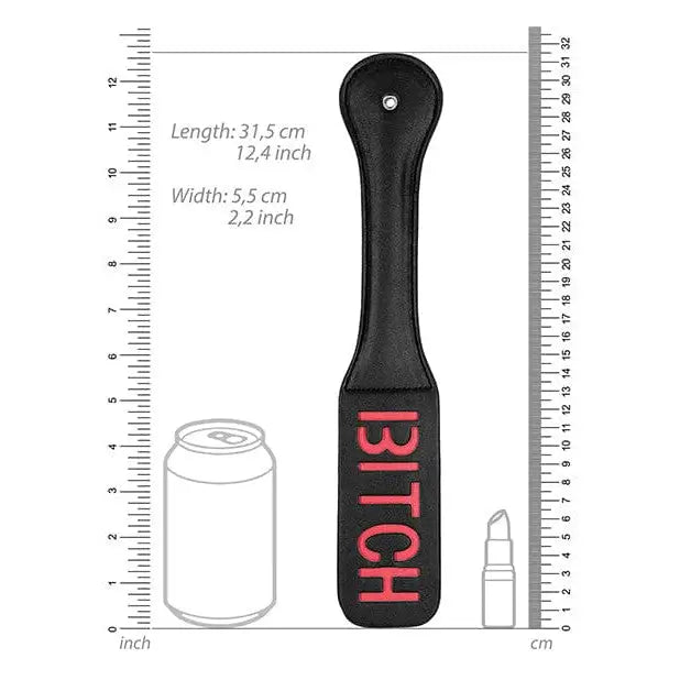 Black paddle with ’BITCH’ in red: Shots Ouch Bitch Paddle - Black, ouch bitch paddle