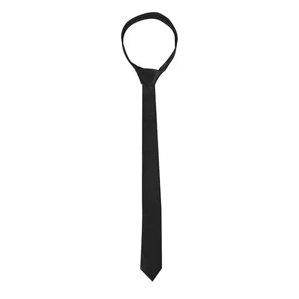 Black necktie with pre-tied knot from Shots Ouch Black & White Satin Bondage Tie - Black