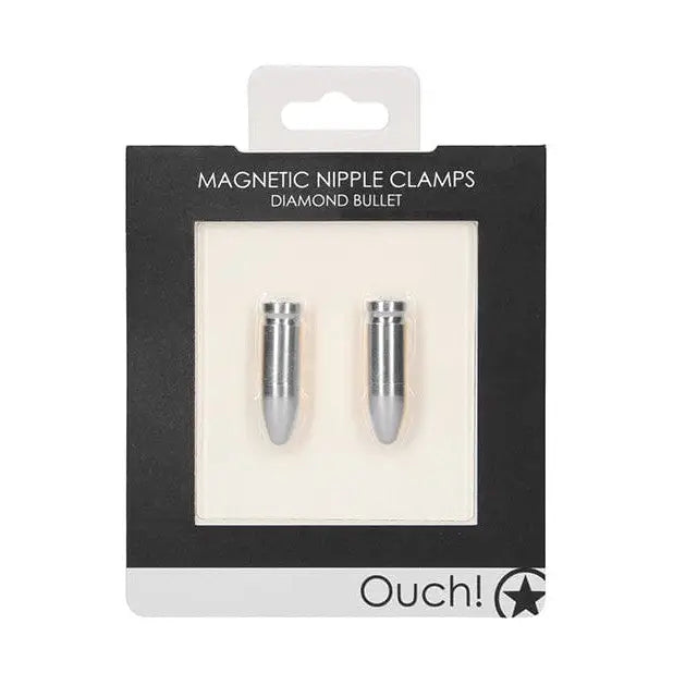 Shots Ouch Diamond Bullet Magnetic Nipple Clamps in retail packaging