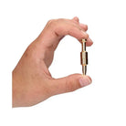 Gold-plated audio adapter held next to Shots Ouch Diamond Pin Magnetic Nipple Clamps