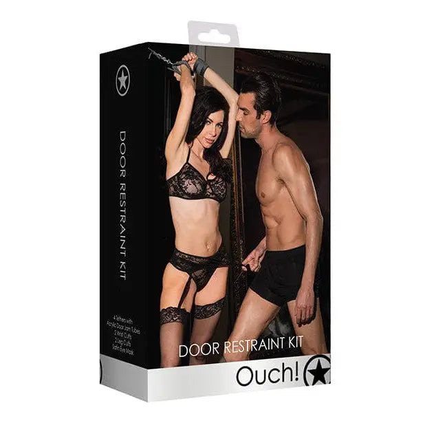 Shots Ouch Door Restraint Kit - Black with intimate couple packaging