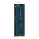 Teal-colored Shots Ouch Halo Flogger with loop handle, packaged in a retail box