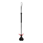 Shots Ouch Heart Crop Large - Black: Stylish black riding crop with heart tip and red bow accent