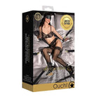 Limited edition Shots Ouch bed bindings restraint packaging with model in lingerie