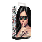 Shots Ouch Old School Tattoo Style Printed Eye Mask - Black, retail packaging shown