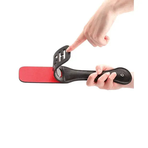 Ouch Ouch Paddle Black - Leather Paddle with Red Striking Surface and Black Handle