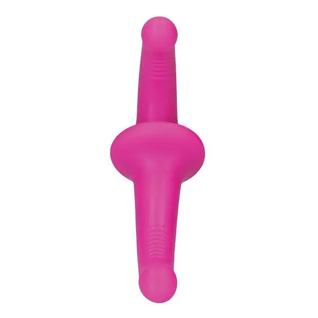 Pink Shots Ouch Silicone Strapless Strap On against white background for intimate play