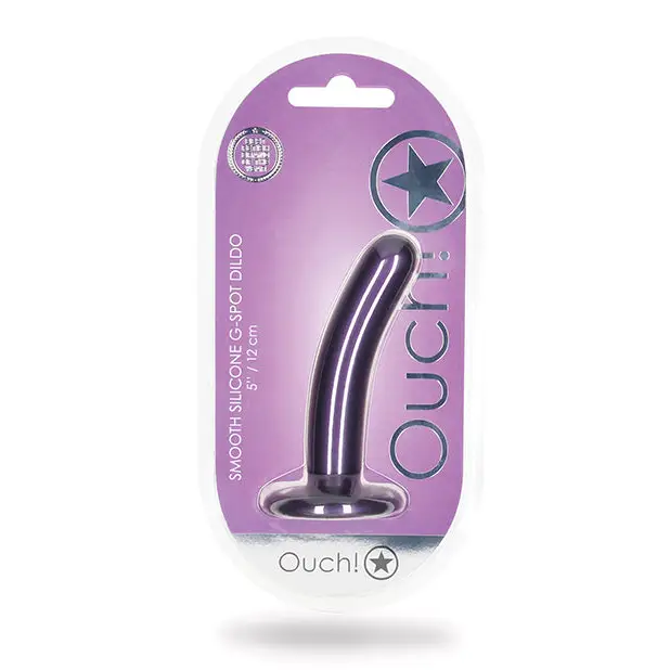 Shots Ouch! Smooth Silicone 5 in. G-Spot Dildo Rose Gold - Metallic Purple - Realistic Dildo