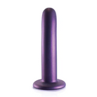 Smooth Silicone G-Spot Dildo Metallic Purple - Shots Ouch! 6 in. on a White Background