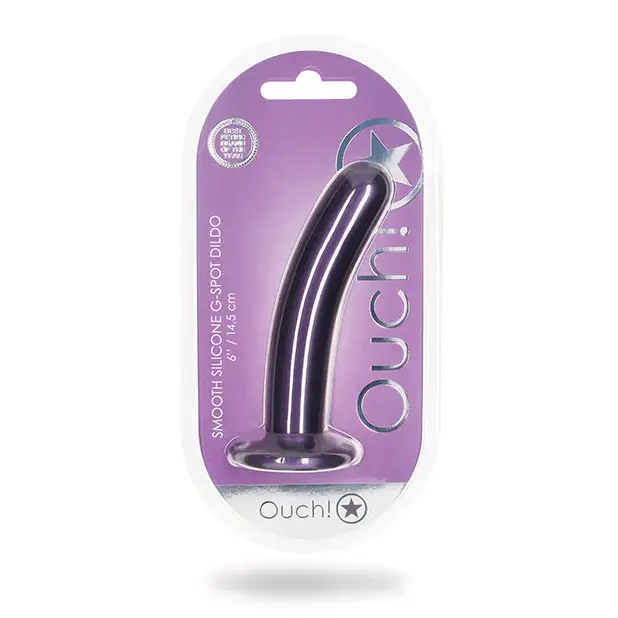 Purple Smooth Silicone G-Spot Dildo Metallic from Shots Ouch!