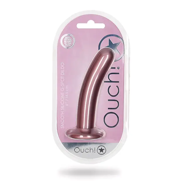 Smooth Silicone 6 in. G-Spot Dildo Metallic Purple - Shots Ouch!