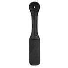 Black leather Shots Ouch Xoxo Paddle with long handle and flat striking surface