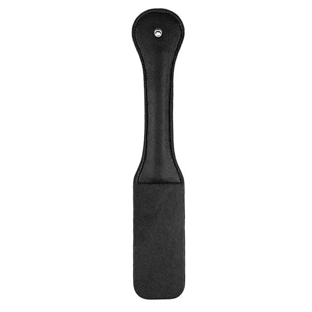 Black leather Shots Ouch Xoxo Paddle with long handle and flat striking surface