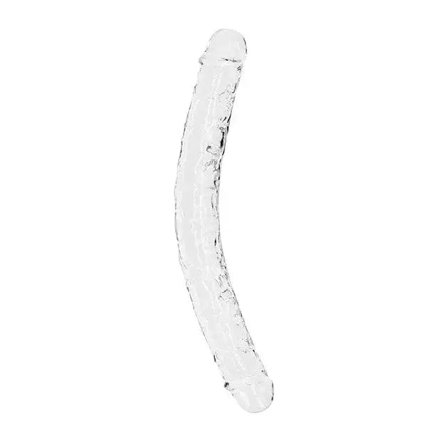 Shots Realrock Crystal Clear 14’ Double Dildo - Smooth, Transparent Curved Rod for Pleasure