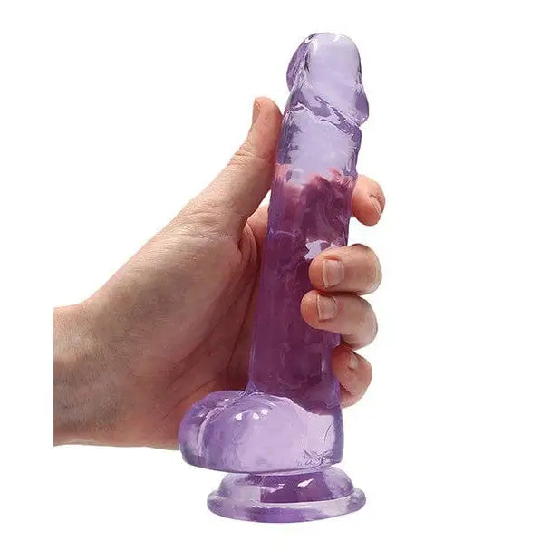 Purple Shots Realrock Realistic Crystal Clear Dildo W/balls - Adult Novelty Item