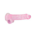 Pink Shots Realrock Realistic Crystal Clear Dildo shaped like a male organ with balls