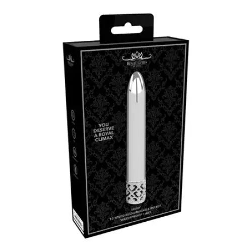 Shots Royal Gems Shiny Rechargeable 10-Speed Bullet Vibrator Silver - Bullet Vibrator