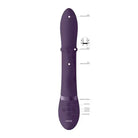 Shots Vive Halo Up & Down Ring G-Spot Rabbit massager in purple with labeled features and buttons