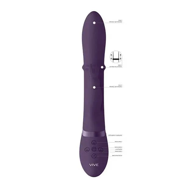 Shots Vive Halo Up & Down Ring G-Spot Rabbit massager in purple with labeled features and buttons