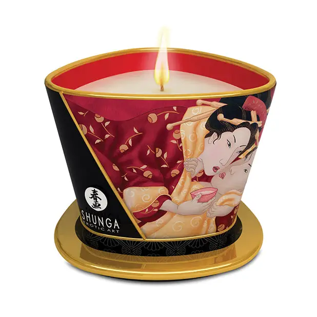 Shunga Massage Candle Romance - 5.7 Oz Strawberry Wine - Setting The Mood