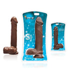 SI 8in Cock w/Balls & Suction Cup - Brown - Realistic Dildo