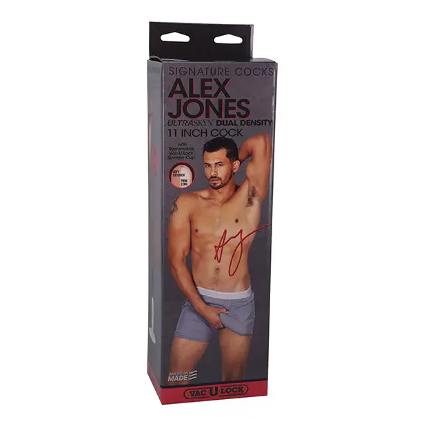 Signature Cocks Alex Jones ULTRASKYN 11 in. Dual Density Dildo with Removable Vac-U-Lock Suction Cup Tan - Alex Jones