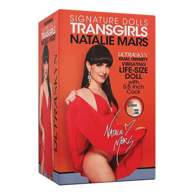 Open DVD box shows woman in red dress, Signature Dolls Transgirl - Natalie Mars display