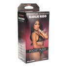 Adult product packaging featuring Karlie Redd in lingerie promoting a Signature Stroker