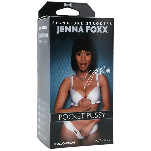 Signature Strokers Jenna Foxx Pocket Pussy with white and black bra in the box