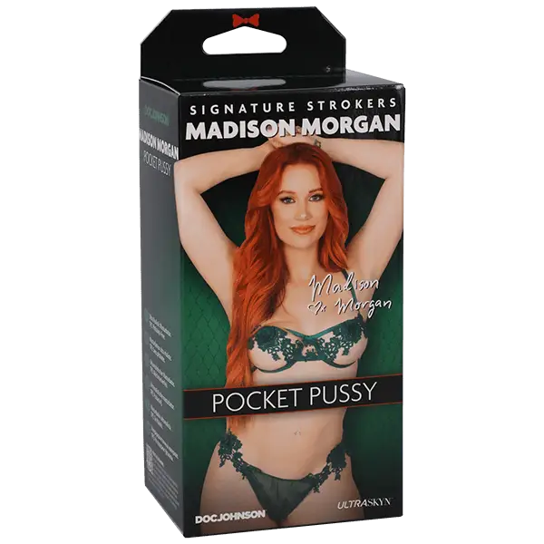 Signature Strokers Madison Morgan Packaging with Redhead in Green Lingerie