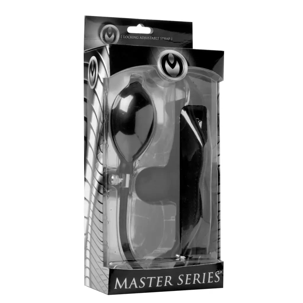 Master Series Gag Silencer Inflatable Locking Silicone Penis Gag at the Haus of Shag