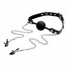 STRICT Gag Silicone Ball Gag With Nipple Clamps at the Haus of Shag