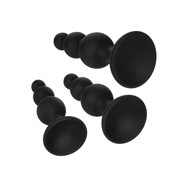 Silicone Beaded Anal Kit - Black - Anal Beads