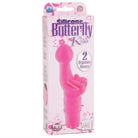 Pink Silicone Butterfly Kiss adult toy by CalExotics shaped like a butterfly