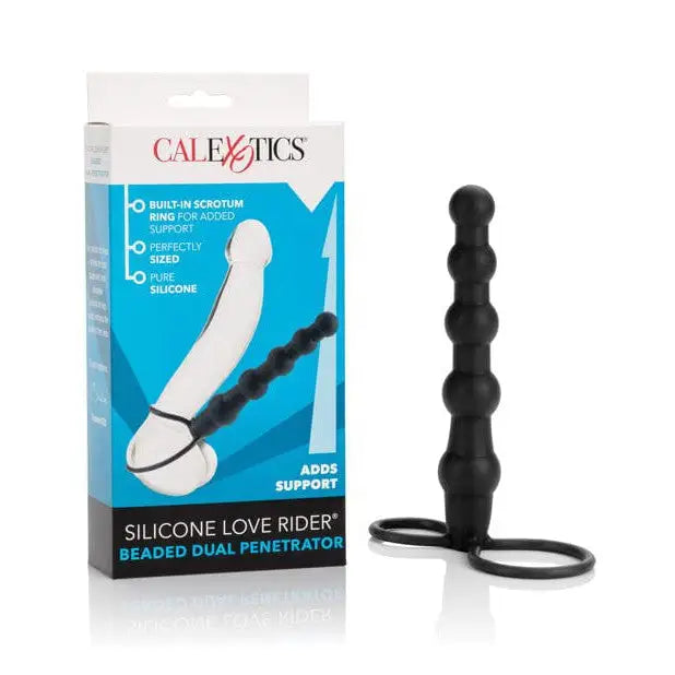 Silicone Love Rider Beaded Dual Penetrator with attached ring by CalExotics