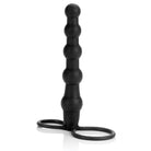 Black silicone Love Rider Beaded Dual Penetrator by CalExotics with a ring base