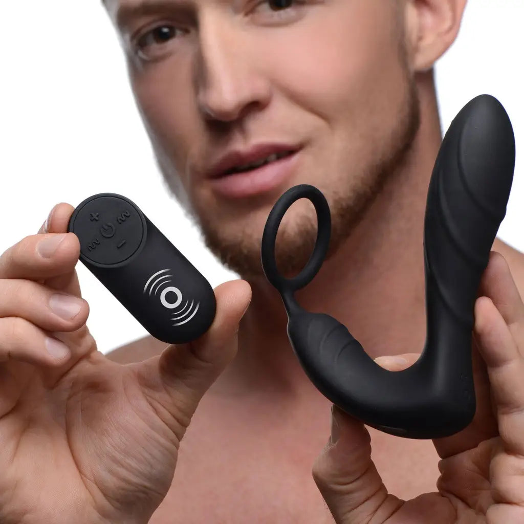 Under Control Plug Silicone Prostate Vibrator And Strap With Remote Control at the Haus of Shag