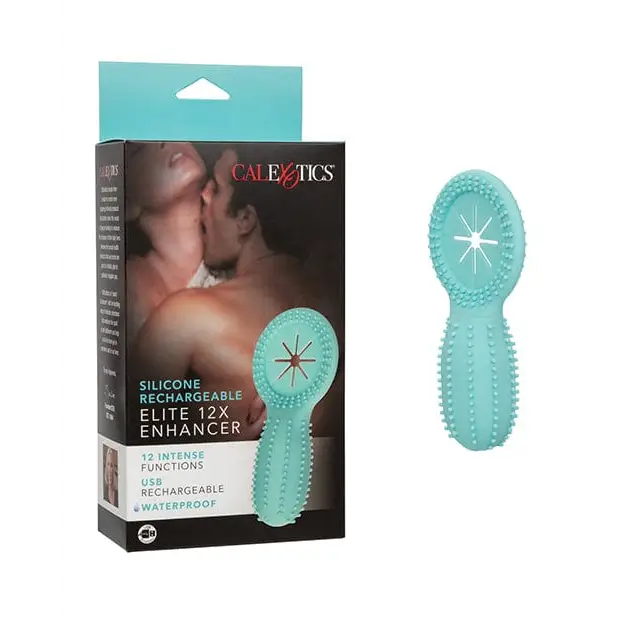 CalExotics Penis Enhancement Silicone Rechargeable Elite 12x Enhancer - Blue at the Haus of Shag